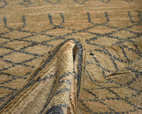 8 Feet Moroccan Brown Hand Woven Wool Runner Rug